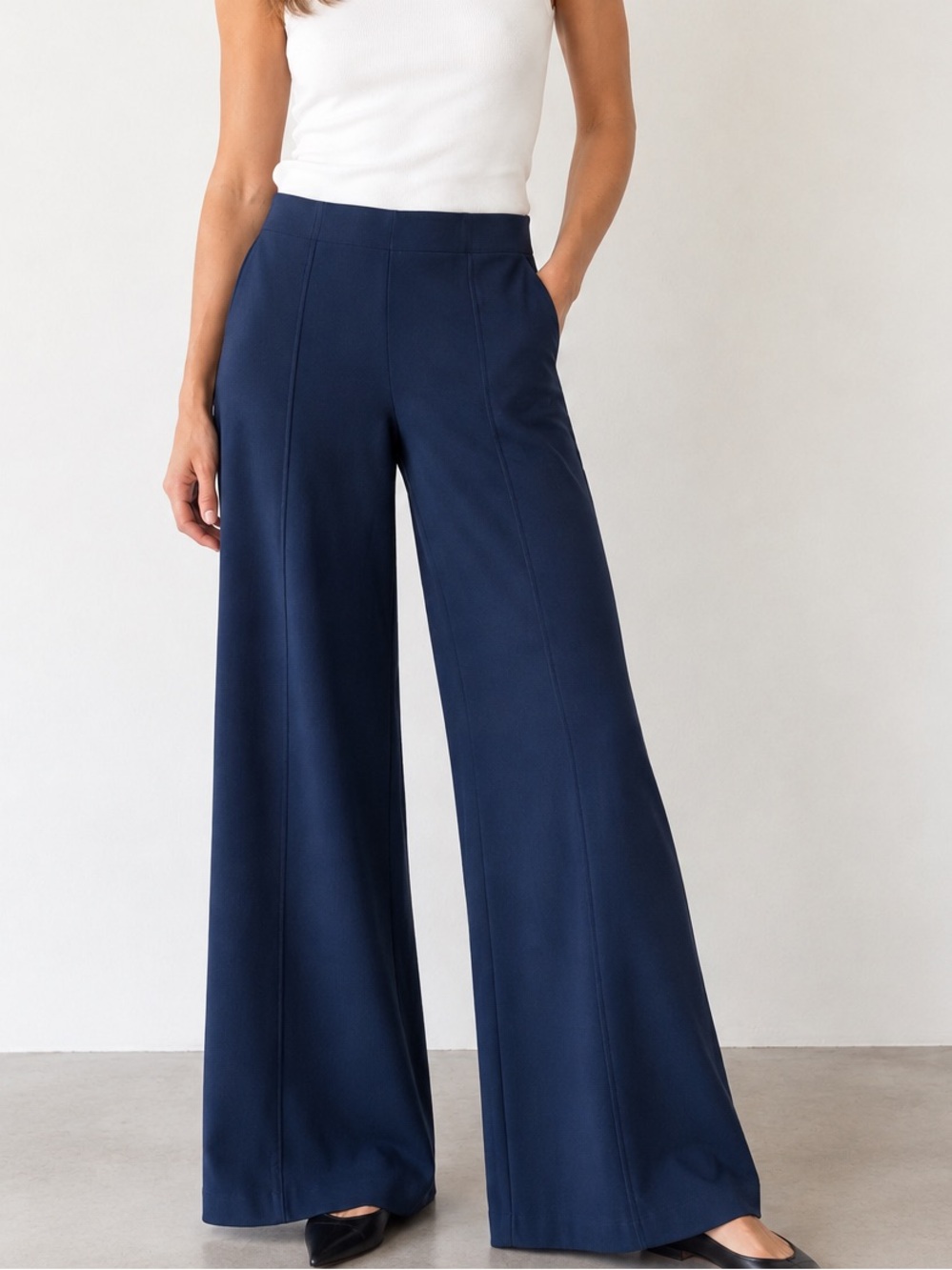 Banana Republic Pants Navy Wide Leg Pull On Small Stretch